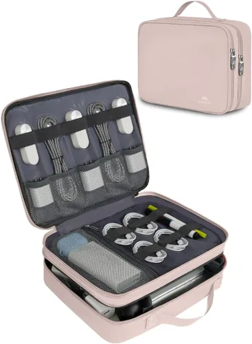 Vista 17 de Matein - Bolsa organizadora de cables, bolsa de almacenamiento de viaje grande y duradera para los accesorios electrónicos de los cables