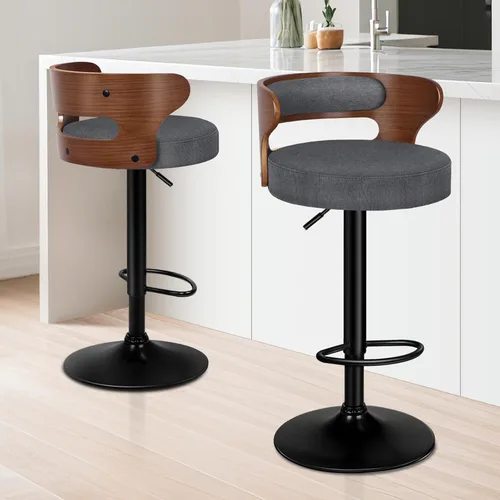 Vista 12 de ALFORDSON Bar Stools Set of 4, Adjustable Height Swivel Barstools for Kitchen Counter, Modern PU Leather Upholstered Bar Chairs with Bentwood Back