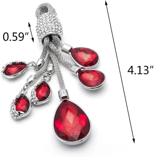 Vista 5 de Xotic Tech - Llavero de aleación de cristal con forma de lágrima, rojo intenso, brillante, con diamantes