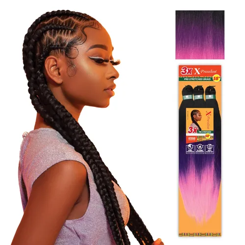 Vista 101 de Sensationnel X-Pression - Trenzas prestiradas, 3 unidades, 58 pulgadas, paquete de 1 unidad, 1B