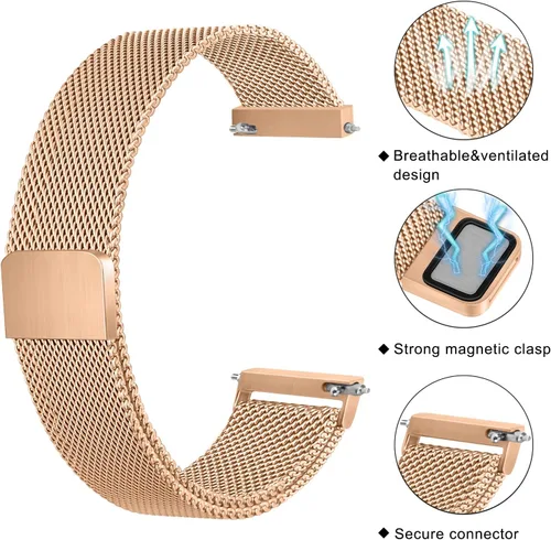 Vista 2 de Amzpas Bandas de metal para Amazfit Bip U Pro/Bip U/Bip 3 Pro/Bip 3/Bip S / Bip S Lite/Bip Lite, correa de repuesto ajustable de acero inoxidable