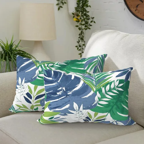 Vista 35 de DYTXIII Paquete de 2 almohadas lumbares impermeables para exteriores con rellenos, 12 x 20 pulgadas, almohada decorativa rectangular para patio