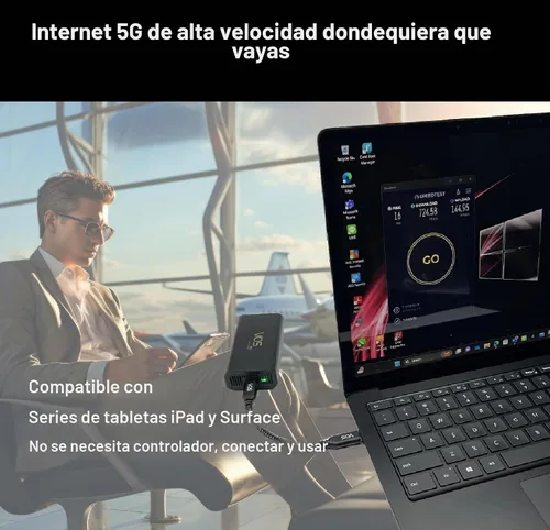 Vista 7 de Tri Cascade VOS 5G módem USB, dongle de viaje, soporta macOS/iPadOS, Windows Internet celular del viaje 5G, Qualcomm Snapdragon X55 5G módem-RF