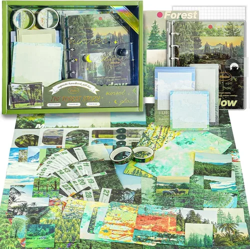 Vista 22 de Kit de Suministros para Scrapbooking, Kit de Scrapbook Estético Botánico Vintage para Bullet Journal Junk Journal A6 Cuaderno de Cuadrícula