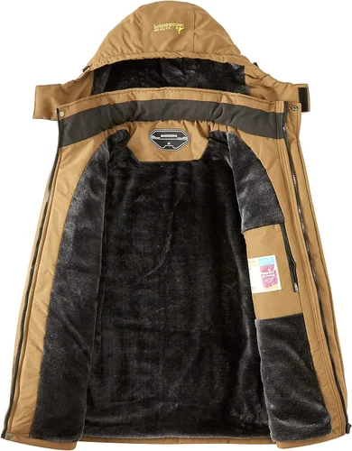 Vista 3 de MOERDENG - Chaqueta de esquí para mujer, resistente al agua, abrigo de invierno para nieve, cortavientos de montaña, con capucha