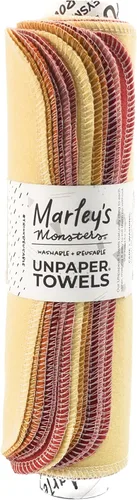 Vista 11 de Marley's Monsters UNpaper Towels - Rollo de 24 unidades, toallas de papel reutilizables, sin papel, algodón, sin árboles (rayas negras y blancas)