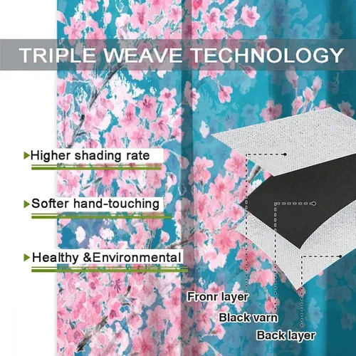 Vista 7 de Cortinas retro de pez japonés para dormitorio, estilo rústico, asiático, japonés, flor de cerezo, aislamiento térmico, oscurecimiento