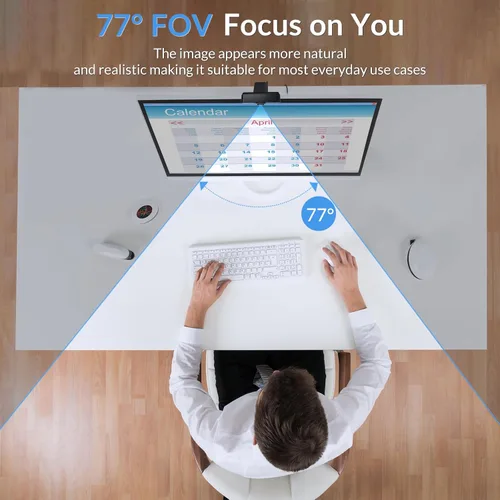 Vista 8 de Cámara web 4K para PC con 2 micrófonos con cancelación de ruido, enfoque automático estable, cámara de computadora Plug & Play para enseñanza