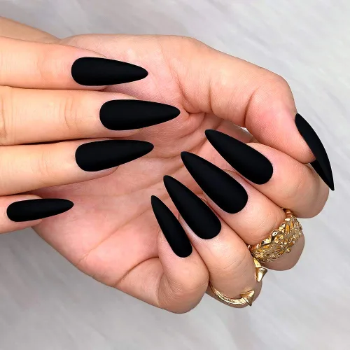 Vista 5 de Morily 24 uñas postizas mate de color puro medio largo de aguja almendra a presión en uñas postizas uñas postizas manicura artificial para mujeres