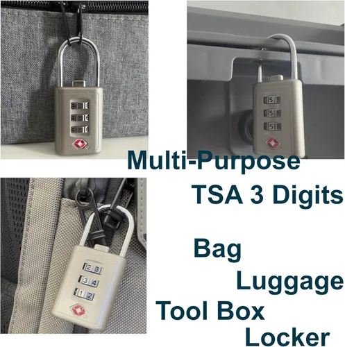 Vista 5 de Cerradura de combinación aprobada por la TSA Candado de 3 dígitos con código candado para maletas, equipaje, mochilas, cajas de herramientas