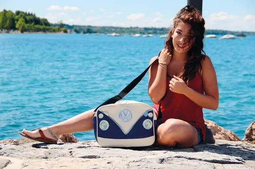 Vista 5 de BRISA VW Collection - Bolso de hombro para Volkswagen Samba Bus T1 Camper Van (azul)