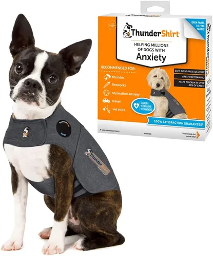 Vista 11 de ThunderShirt para perros, pequeño, gris jaspeado, clásico, chaleco calmante para aliviar la ansiedad del perro Gris Heather