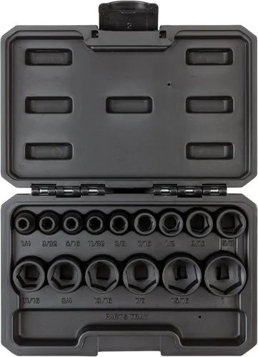 TEKTON Juego de llaves de impacto de 6 puntos con accionamiento de 3/8 pulgadas, 15 piezas (1/4-1 pulg.) - Estuche | SID91300
