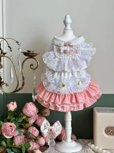 Vista 14 de Moda Vestido de Princesa de Encaje para Perro Cachorro Dulce para Perro EXTRAL Pequeño y Pequeño A-Negro XX-Pequeño