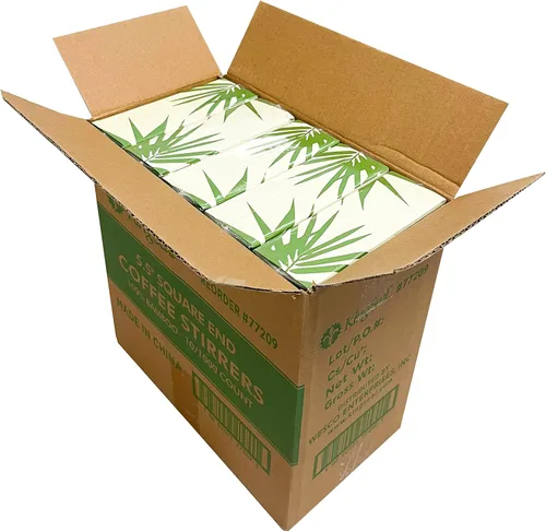 Vista 8 de KingSeal - Agitadores de café de bambú, 2000 unidades, 5.5 pulgadas, extremo cuadrado, 100% renovables y biodegradables, 2 cajas x 1000 agitadores
