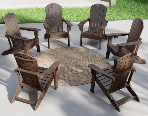 Vista 39 de Plawdlik Silla plegable Adirondack, probada por SGS, con textura de madera y portavasos, resistente a todo tipo de clima, de HDPE, cómoda
