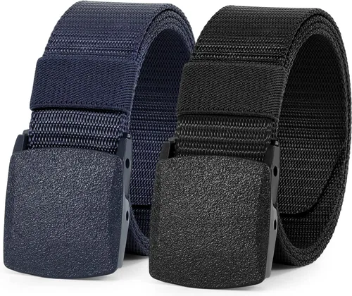 Vista 11 de WERFORU Cinturón de nailon para hombre, cinturón táctico militar, correa de lona para exteriores con hebilla de plástico