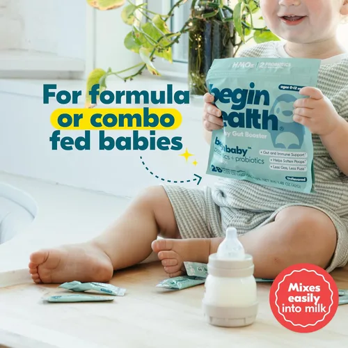 Vista 5 de Begin Health BeginBaby Prebióticos y probióticos para bebés de 0 a 12 meses Fórmula para bebés con prebióticos y probióticos en polvo con 2'-FL
