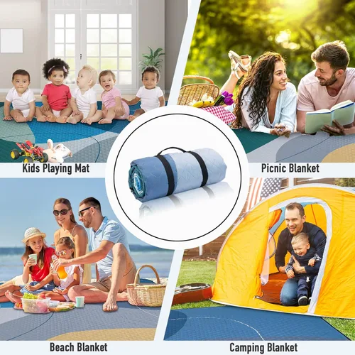 Vista 7 de PY SUPER MODE Mantas de Picnic Extra Grandes, Manta de Playa Impermeable Plegable para Exteriores de Gran Tamaño 83x79" A Prueba de Arena