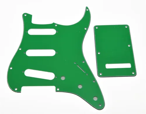 Vista 22 de KAISH Guardabarros de 11 agujeros estilo ST/Strat, SSS, con placa trasera ST, cubierta de trémolo para Stratocaster/Strat Gold Pearl de EE.