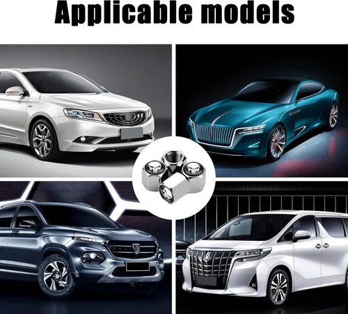 Vista 5 de Fogfar Paquete de 4 tapas de vástago de válvula de automóvil, tapones universales para válvulas de aire de neumáticos de automóvil, cubiertas