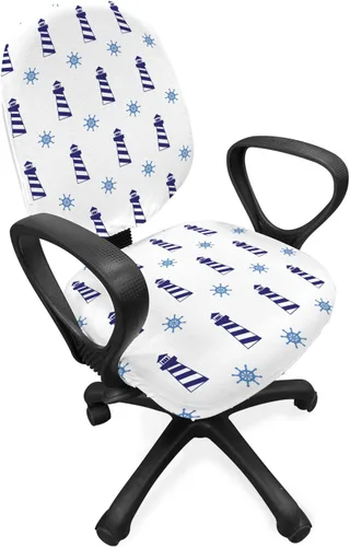 Vista 65 de Ambesonne Funda para silla de oficina Eiffel, patrón de lunares con torre Eiffel incompleta y corazones románticos, funda elástica decorativa