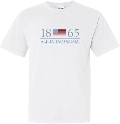 Alpha Tau Omega Comfort Colors Camiseta - Camiseta de Año Bandera ATO