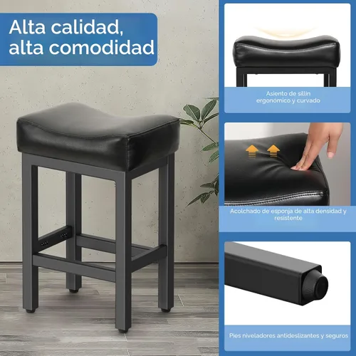 Vista 3 de Raynesys Juego de 2 Taburetes de Bar de Altura de Mostrador, Taburetes de Bar de 24 Pulgadas para Encimera de Isla de Cocina, Taburetes de Cocina