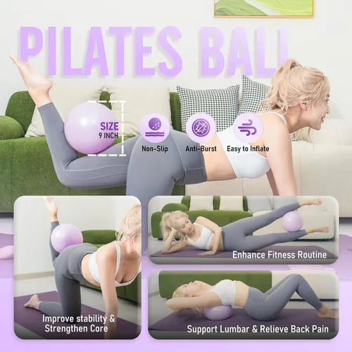 Vista 4 de Pilates Ring Kit for Women, Pilates Equipment – 14.5" Home Magic Circle Workout with Pilates Ball, Resistance Bands, Better me Pilates Essentials