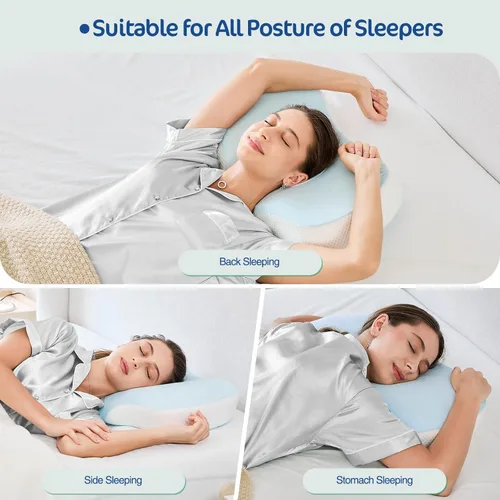 Vista 7 de JOYENERGY Almohada cervical ergonómica, diseño de contorno para personas que duermen de lado y de espalda, forma cervical ortopédica de espuma