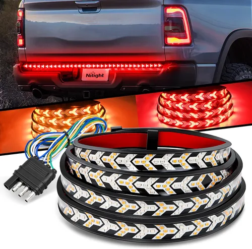 Vista 14 de Nilight - Tira de luz LED para plataforma trasera de 30 pulgadas de UTV, 204 LED, luces de freno ámbar, luces intermitentes rojas, compatible