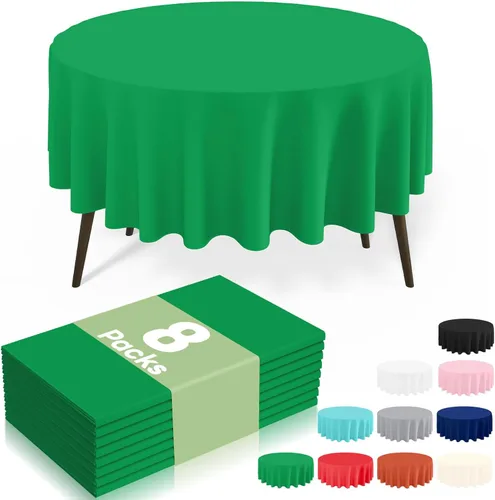 Vista 43 de misaya Paquete de 4 manteles desechables de plástico, mantel redondo impermeable de 84 pulgadas, a prueba de fugas y resistentes manteles Beige