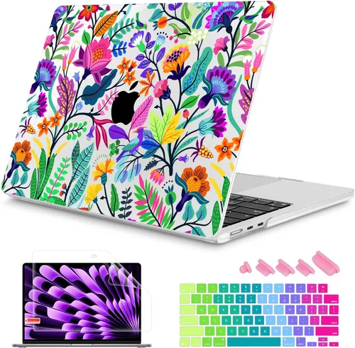 Vista 45 de Mektron Diseñada para MacBook Air 2025/2024/2023 de 15 PULGADAS M4 A3241 /M3 A3114 /M2 A2941, Carcasa de Cubierta Rígida de Plástico Impreso