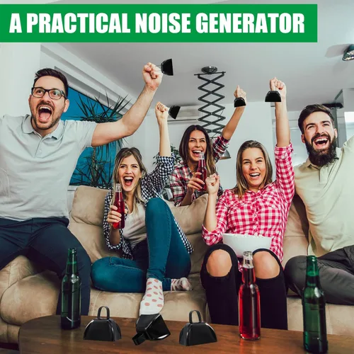 Vista 5 de Therwen Paquete de 12 campanas de metal para hacer ruido de vaca, con asa, de 3 pulgadas, campanas de percusión de mano a granel para eventos