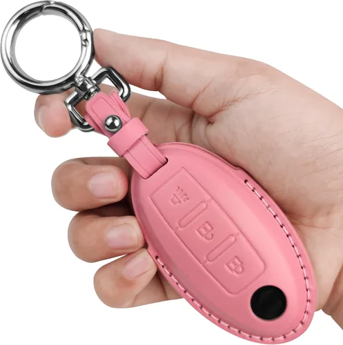 Vista 11 de Tukellen Compatible con llave de Nissan, funda de cuero genuino hecha a mano para Altima Pathfinder Armada Murano Maxima Rogue Infinity Smart Remote