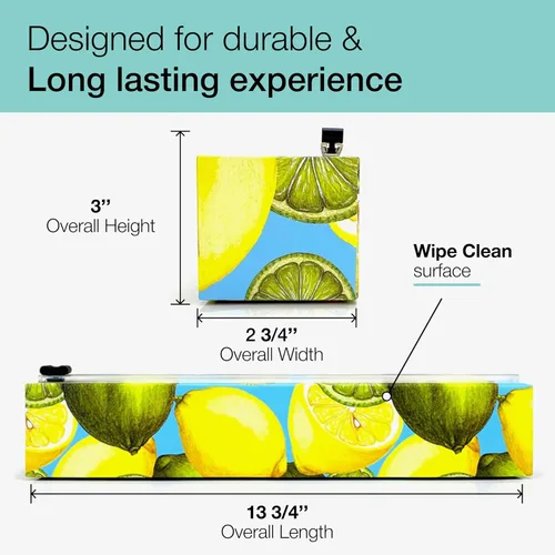 Vista 4 de Dispensador recargable de envoltura de plástico ChicWrap con limón - Incluye un rollo de 12" x 250 pies de envoltura de plástico de grado