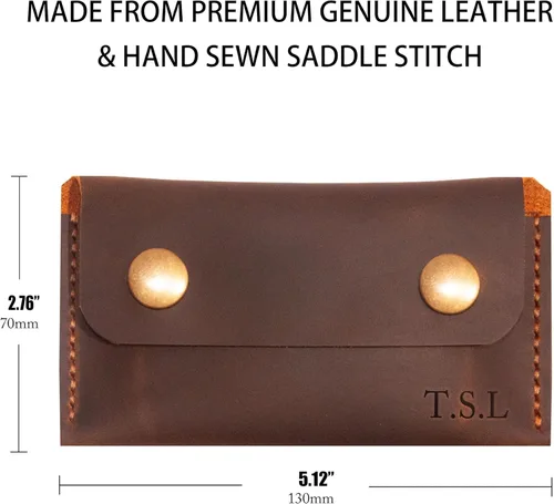 Vista 3 de Cartera de cuero personalizada, cartera de cuero hecha a mano, tarjetero de cuero, billetera minimalista, billetera delgada, regalo personalizado