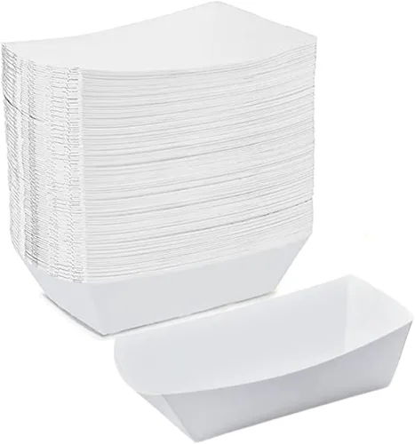 Vista 11 de Angel's Peel Lounge Bandeja de papel blanco para alimentos, resistente a la grasa y apta para microondas, bandejas de papel resistentes ideales