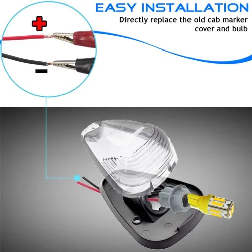 Vista 5 de 5 luces transparentes para techo con marcador de cabina 264143AM con 5 bombillas LED ámbar T10 compatibles con Ford E150 E250 E350 E450 F150 F250