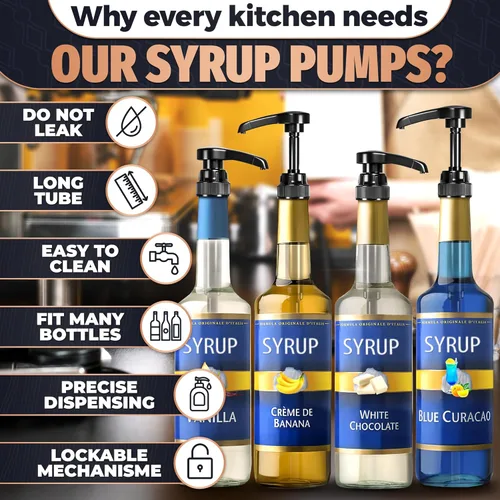 Vista 6 de Juego de 4 bombas de jarabe de botella ajustables con cerradura estilo laboratorio de 12.4 pulgadas de largo, entrega precisa de líquidos, a prueba