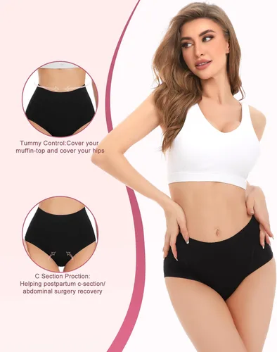 Vista 2 de Sunm Boutique 3 Pack Incontinence Underwear for Women Comfortable Leakproof Panties Tummy Control