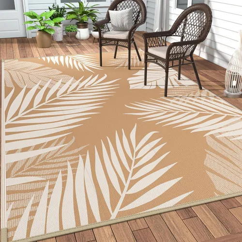 Vista 28 de GENIMO - Alfombra para exteriores de 6 x 9 pies, impermeable, reversible, de pajillas de plástico, para patio, espacios amplios, ligera