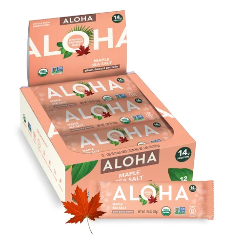 Vista 12 de ALOHA Barras de Proteína Orgánicas a Base de Plantas Chocolate Caramelo Pecana 12 Unidades, Barras de 1.98oz Veganas, Bajas en Azúcar, Sin