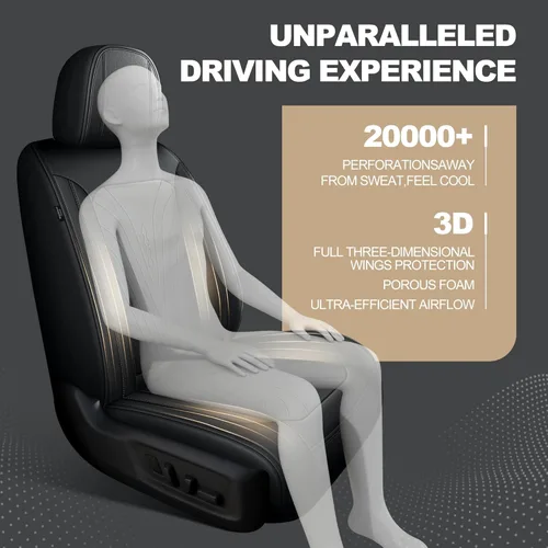 Vista 4 de 2 Fundas para Asientos Delanteros de Coche Compatibles con Ford Escape 2001-2023 2024 2025 de Piel Sintética, Transpirables, Impermeables, Protector