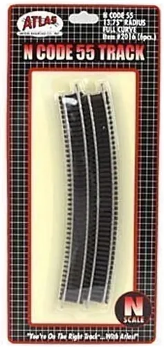 Vista 2 de N Code 55Níquel Plata 13.75" Radius Full Sección Track (6) Atlas Trenes