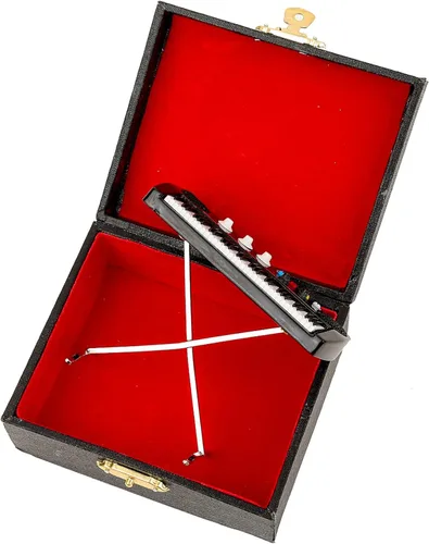 Vista 3 de Órgano electrónico en miniatura con funda, mini instrumento musical, réplica de teclado eléctrico, figuras coleccionables, accesorios de casa