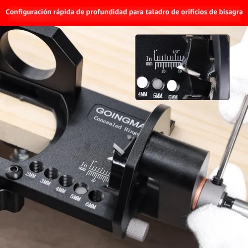 Vista 7 de GOINGMAKE plantilla de bisagra oculta de metal con abrazadera rápida y adaptador de aspiradora de polvo Oculta plantilla de bisagra de puerta