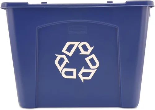 Rubbermaid Commercial Products, cubo/caja de reciclaje apilable, 14 galones, azul, para interiores/exteriores/garajes/hogares/instalaciones