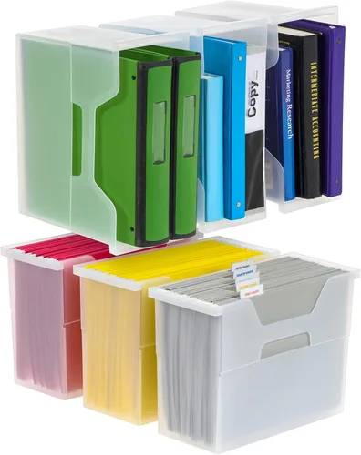 Vista 11 de IRIS Contenedor de plástico para libros de Estados Unidos, paquete de 8, caja de contenedor de conexión vertical para oficina, dormitorio, estudio
