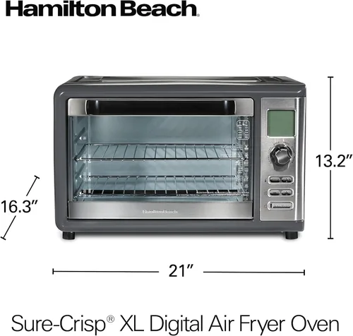 Vista 8 de Hamilton Beach Countertop Digital Air Fryer Oven with Sure-Crisp, 6-in-1 Functionality, 150-450⁰F Temp Range, 1800W, XL Capacity for 2 12” Pizzas
